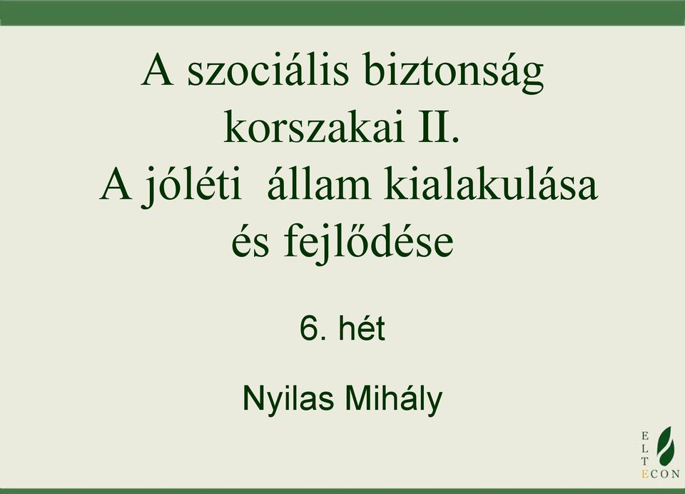 A jóléti állam