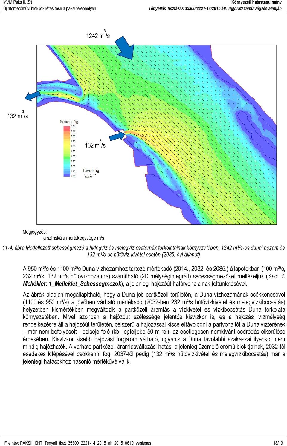 évi állapot) A 950 m³/s és 1100 m³/s Duna vízhozamhoz tartozó mértékadó (2014., 2032. és 2085.