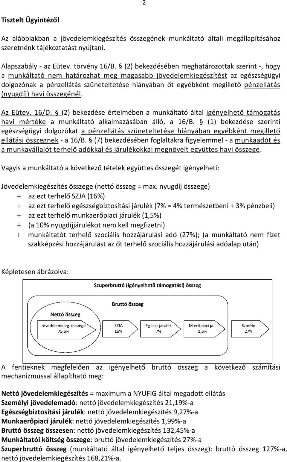 megillető pénzellátás (nyugdíj) havi összegénél. Az Eütev. 16/D. (2) bekezdése értelmében a munkáltató által igényelhető támogatás havi mértéke a munkáltató alkalmazásában álló, a 16/B.