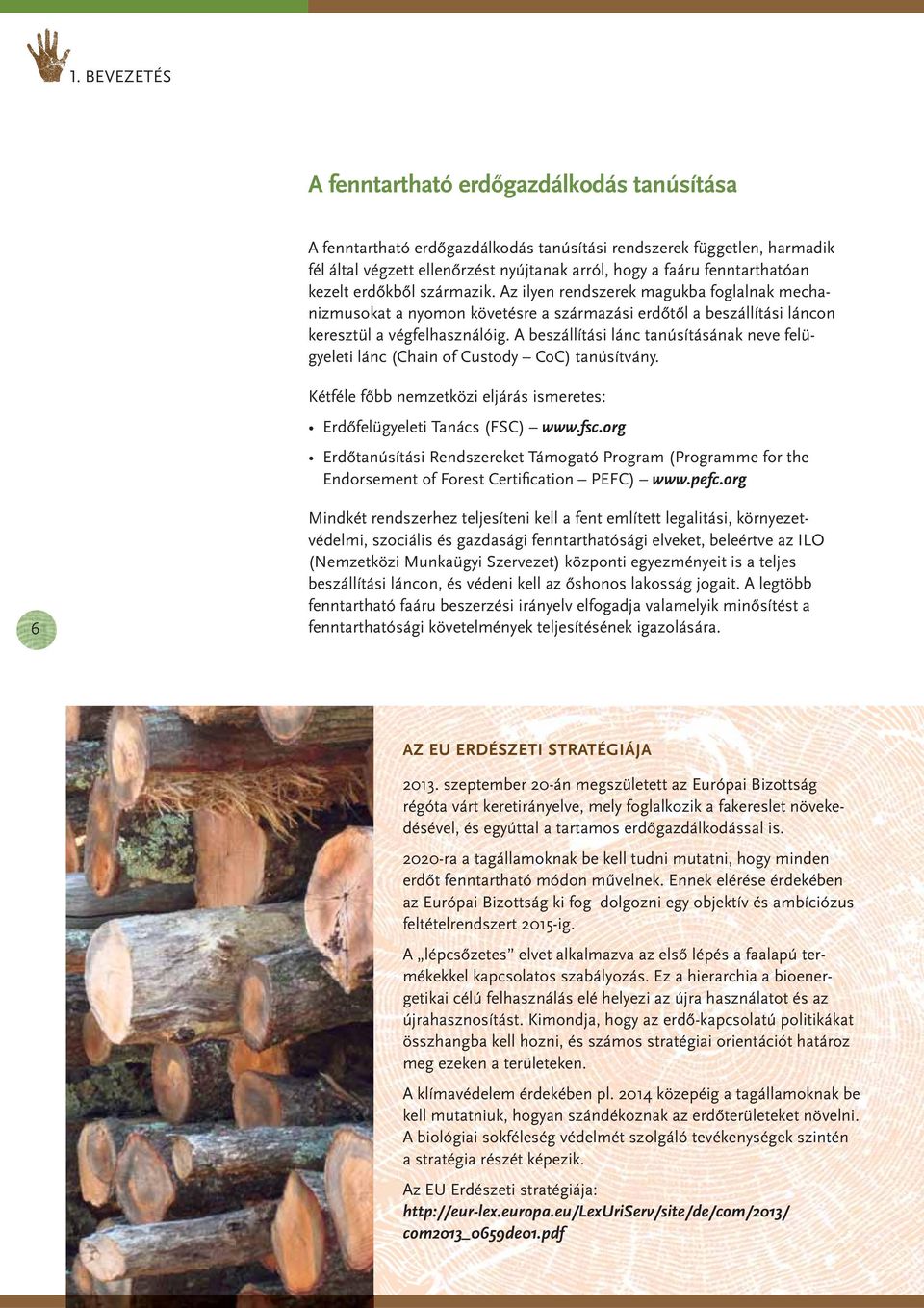 A beszállítási lánc tanúsításának neve felügyeleti lánc (Chain of Custody CoC) tanúsítvány. Kétféle főbb nemzetközi eljárás ismeretes: www.fsc.org Endorsement of Forest Certification PEFC) www.pefc.