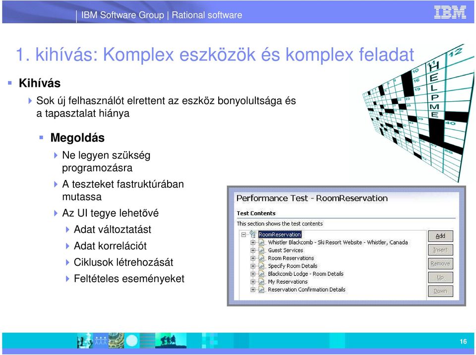 szükség programozásra A teszteket fastruktúrában mutassa Az UI tegye lehetıvé