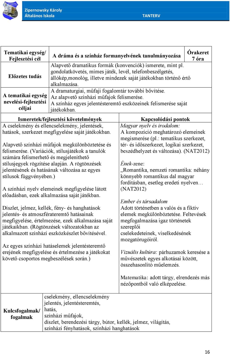 Az alapvető színházi műfajok felismerése. A színház egyes jelentésteremtő eszközeinek felismerése saját játékokban.