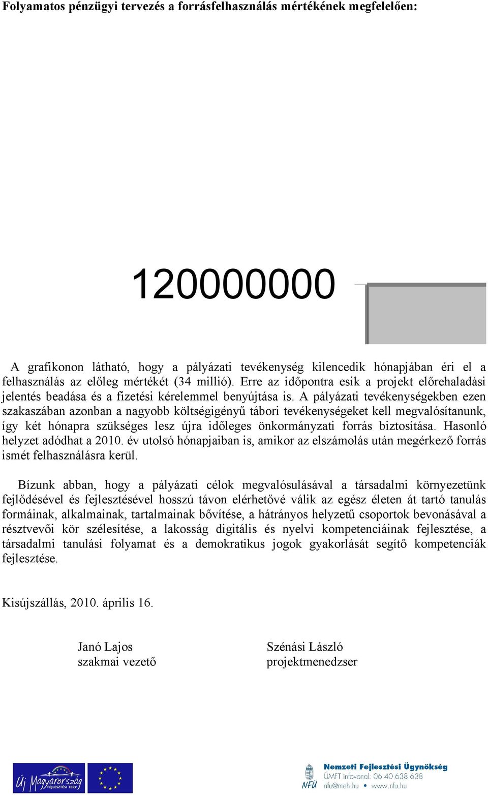 A pályázati tevékenységekben ezen szakaszában azonban a nagyobb költségigényű tábori tevékenységeket kell megvalósítanunk, így két hónapra szükséges lesz újra időleges önkormányzati forrás