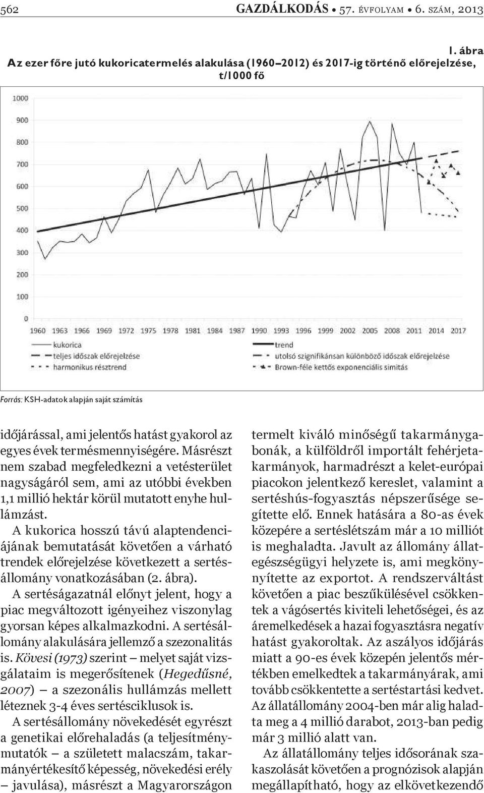 évek termésmennyiségére. Másrészt nem szabad megfeledkezni a vetésterület nagyságáról sem, ami az utóbbi években 1,1 millió hektár körül mutatott enyhe hullámzást.