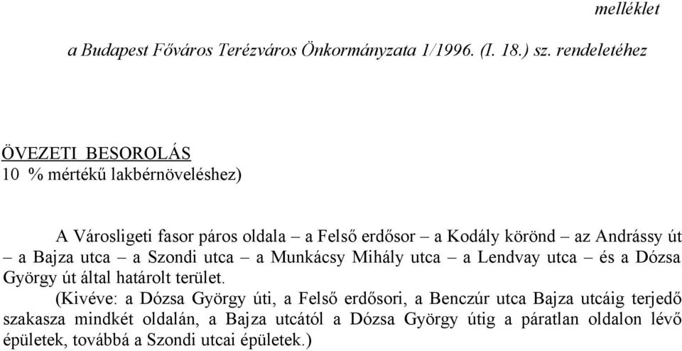 Andrássy út a Bajza utca a Szondi utca a Munkácsy Mihály utca a Lendvay utca és a Dózsa György út által határolt terület.