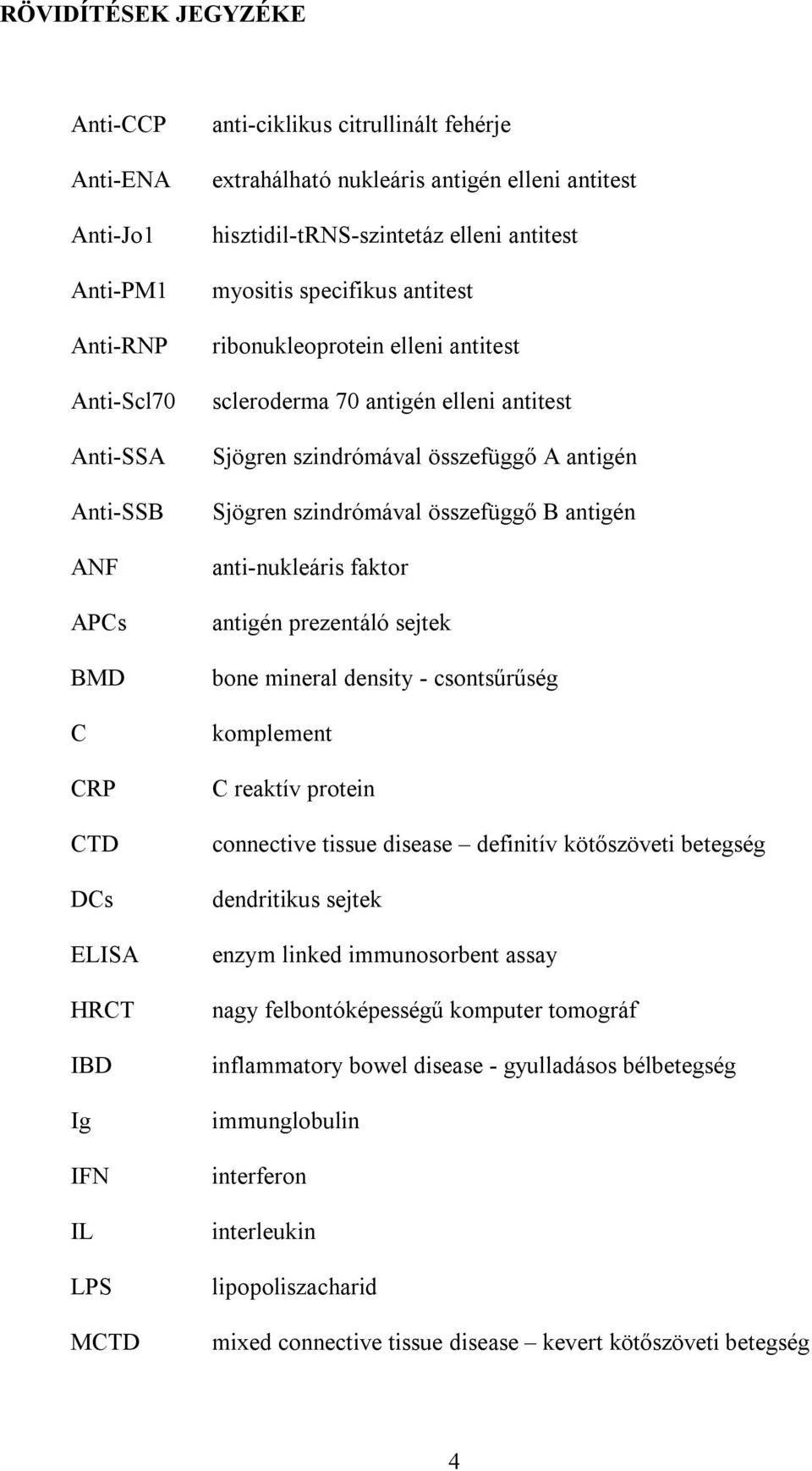 szindrómával összefüggő A antigén Sjögren szindrómával összefüggő B antigén anti-nukleáris faktor antigén prezentáló sejtek bone mineral density - csontsűrűség komplement C reaktív protein connective