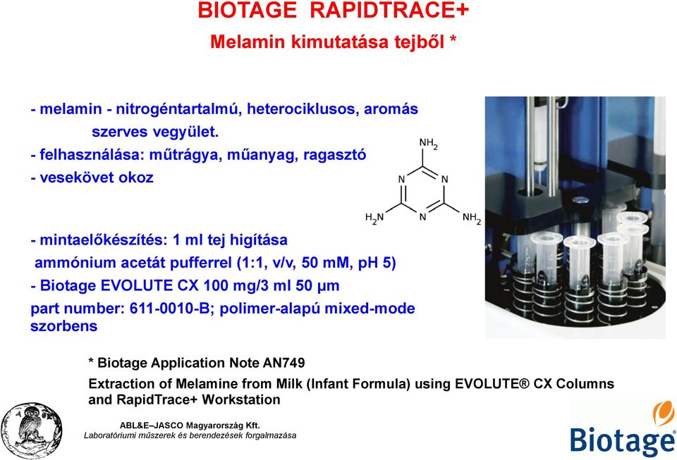 (1:1, v/v, 50 mm, ph 5) - Biotage EVOLUTE CX 100 mg/3 ml 50 μm part number: 611-0010-B; polimer-alapú mixed-mode szorbens *