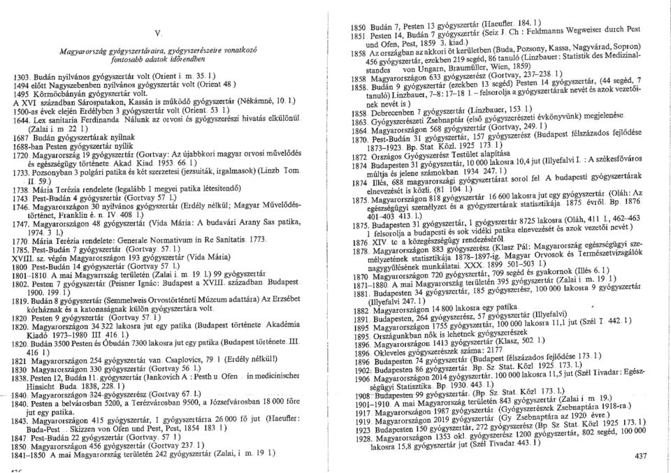 L) 500-as evek eleien Erdel_yben 3 gyógyszeitár volt (Orient 53 J) 644. Lex_ s_amtana Ferdmanda Nálunk az mvosi és gyógyszerészi hivatás elkülönül (Zalai i. m 22.