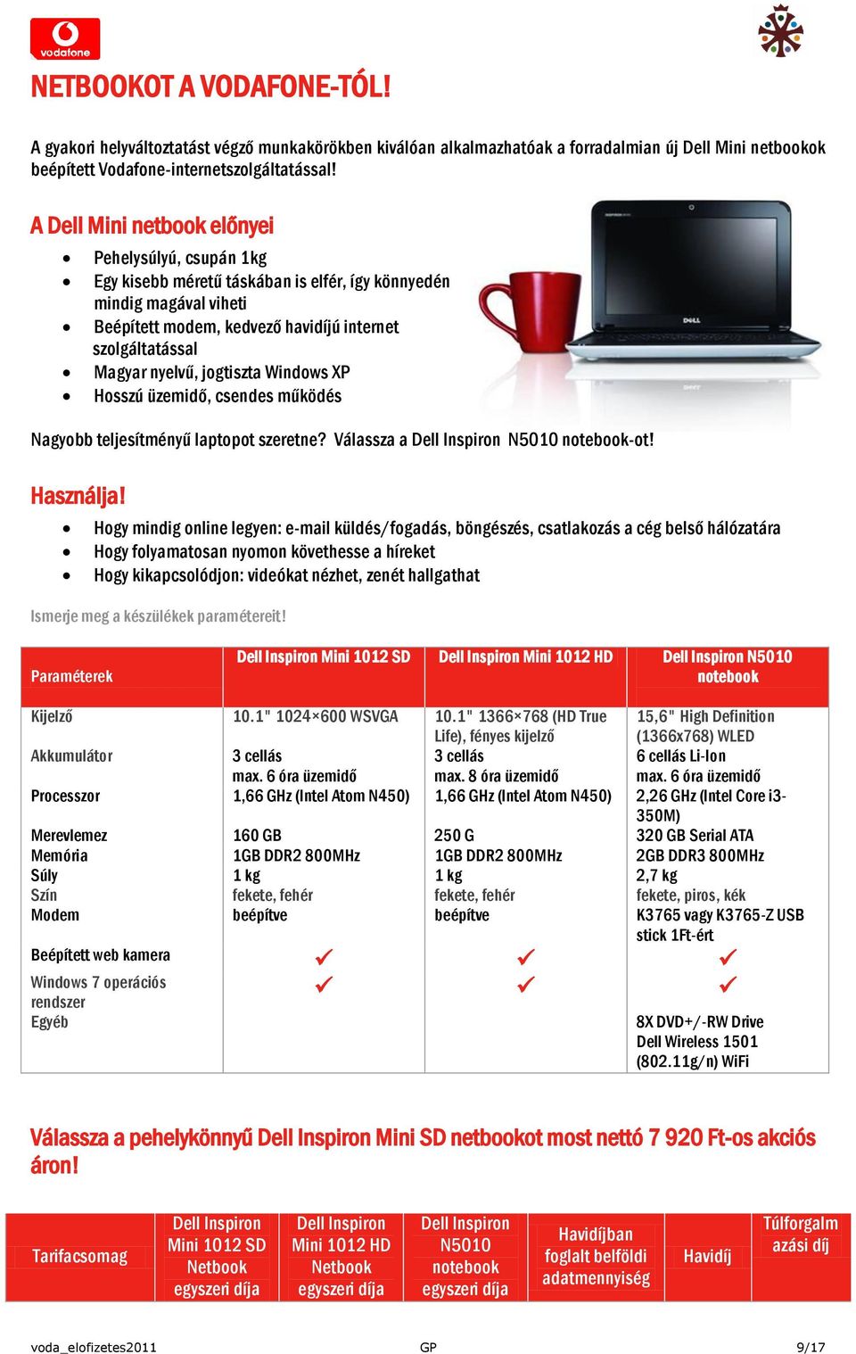 jogtiszta Windows XP Hosszú üzemidő, csendes működés Nagyobb teljesítményű laptopot szeretne? Válassza a Dell Inspiron N5010 notebook-ot! Használja!
