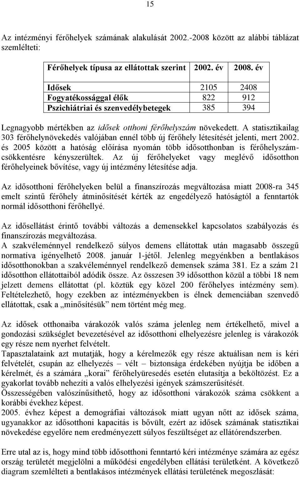 A statisztikailag 303 férőhelynövekedés valójában ennél több új férőhely létesítését jelenti, mert 2002.