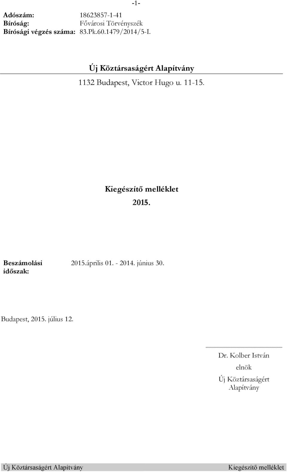 11-15. 2015. Beszámolási időszak: 2015.április 01. - 2014. június 30.