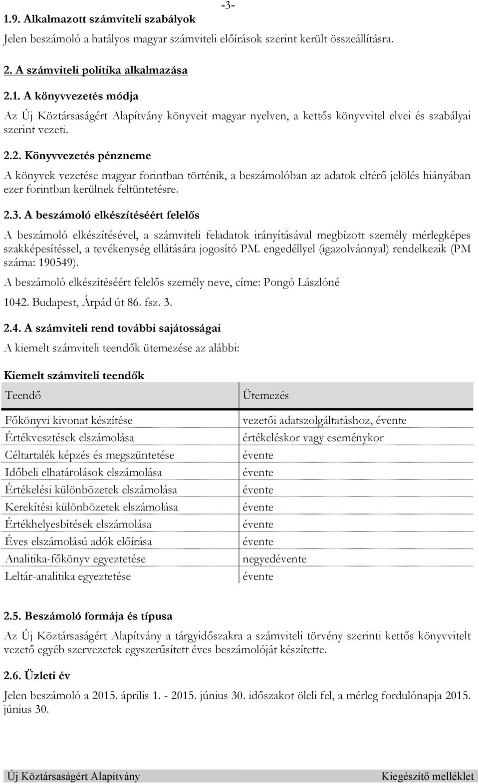 A beszámoló elkészítéséért felelős A beszámoló elkészítésével, a számviteli feladatok irányításával megbízott személy mérlegképes szakképesítéssel, a tevékenység ellátására jogosító PM.