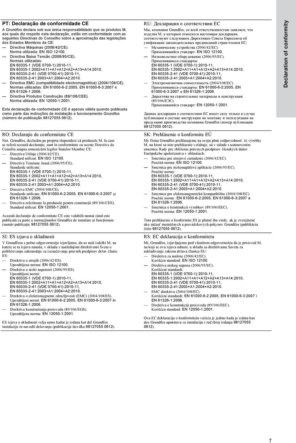 Normas utilizadas: Directiva EMC (compatibilidade electromagnética) (2004/108/CE). Normas utilizadas: EN 61000-6-2:2005, EN 61000-6-3:2007 e Directiva Produtos Construção (89/106/CEE).