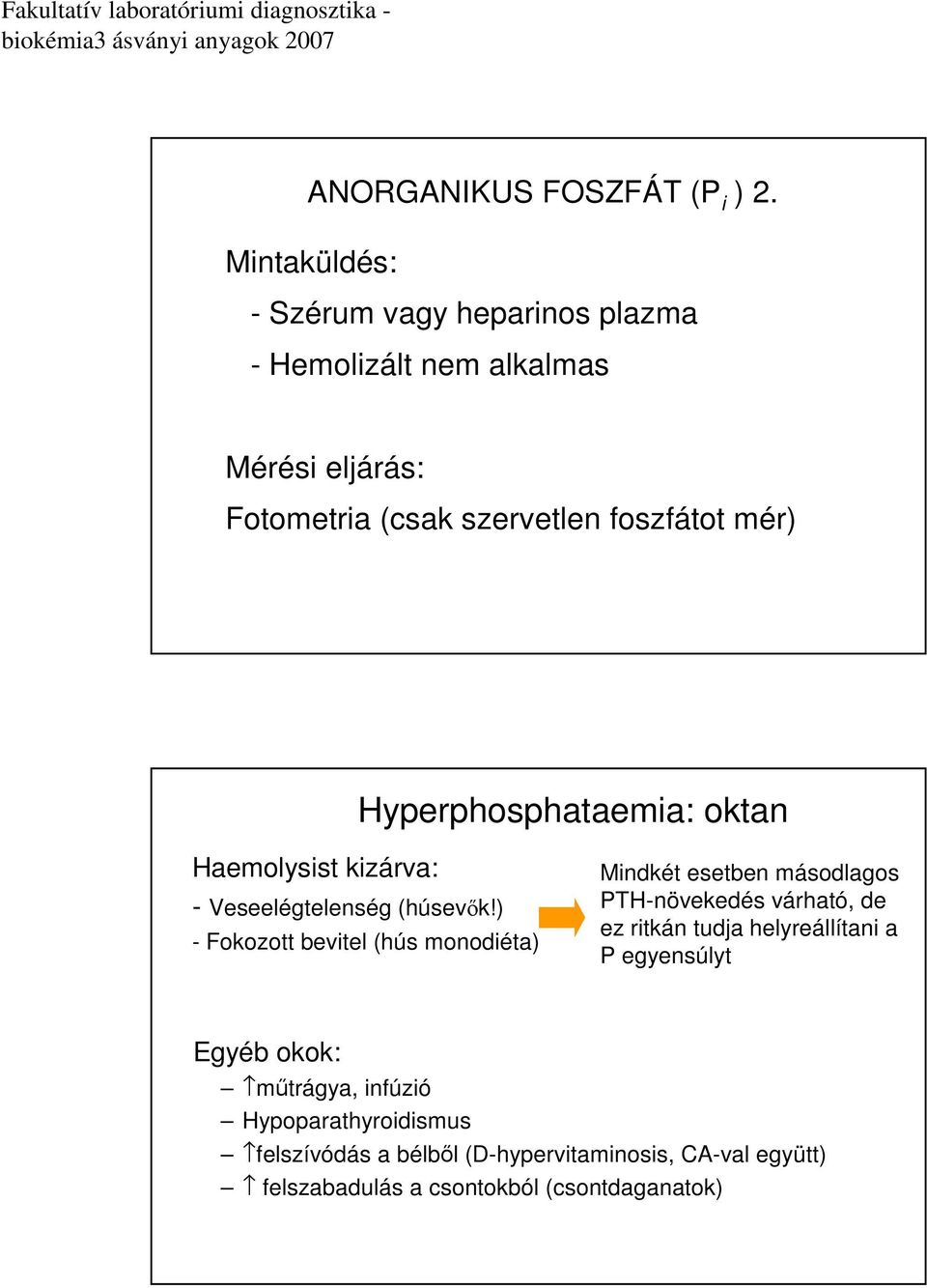 Hyperphosphataemia: oktan Haemolysist kizárva: - Veseelégtelenség (húsevők!