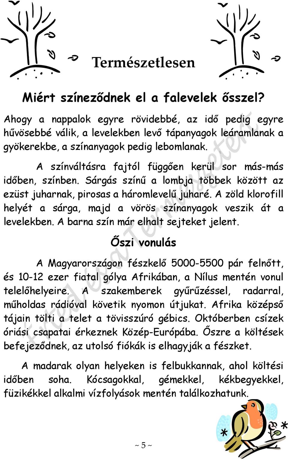 A színváltásra fajtól függően kerül sor más-más időben, színben. Sárgás színű a lombja többek között az ezüst juharnak, pirosas a háromlevelű juharé.