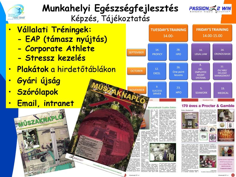 hirdetőtáblákon Gyári újság Szórólapok Email,