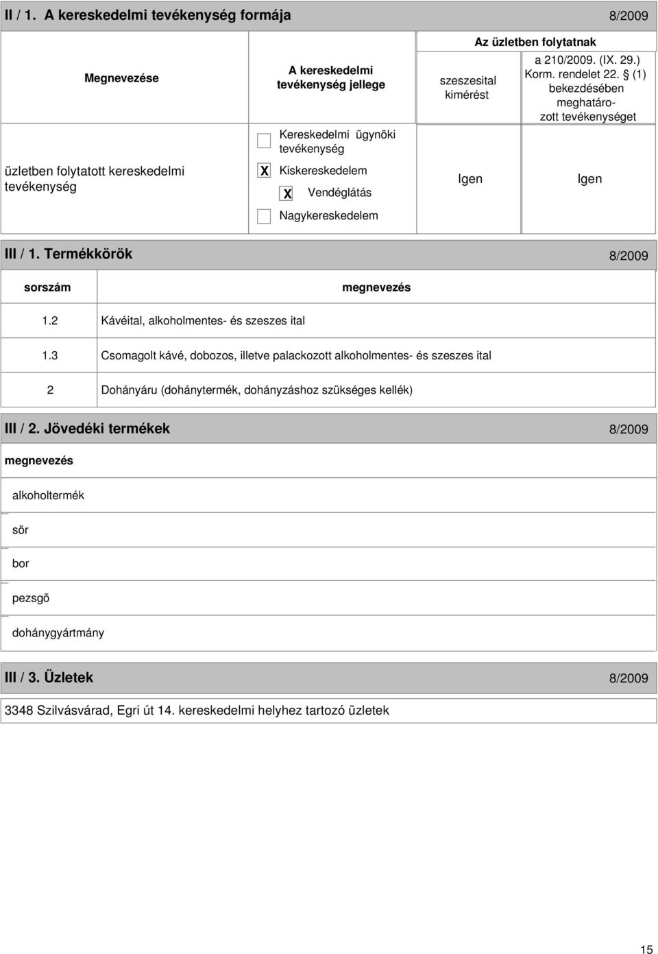 3 Csomagolt kávé, dobozos, illetve palackozott alkoholmentes- és szeszes ital 2 Dohányáru (dohánytermék, dohányzáshoz