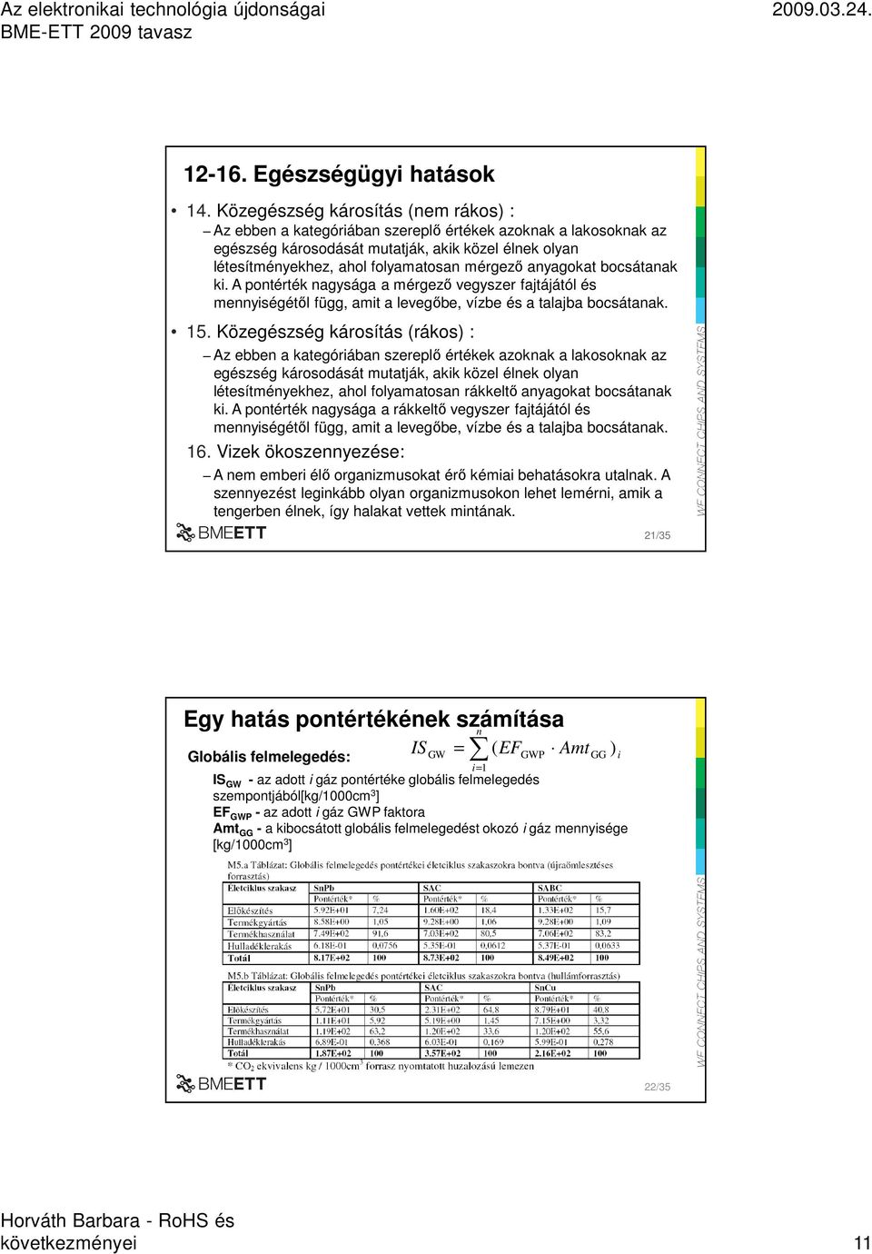 anyagokat bocsátanak ki. A pontérték nagysága a mérgezı vegyszer fajtájától és mennyiségétıl függ, amit a levegıbe, vízbe és a talajba bocsátanak. 15.