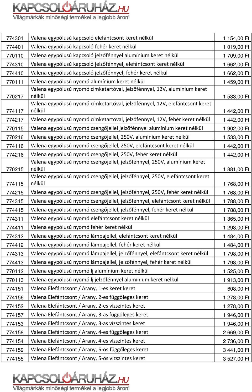 nyomó címketartóval, jelzőfénnyel, 12V, alumínium keret 770217 nélkül Valena egypólusú nyomó címketartóval, jelzőfénnyel, 12V, elefántcsont keret 774117 nélkül 774217 Valena egypólusú nyomó