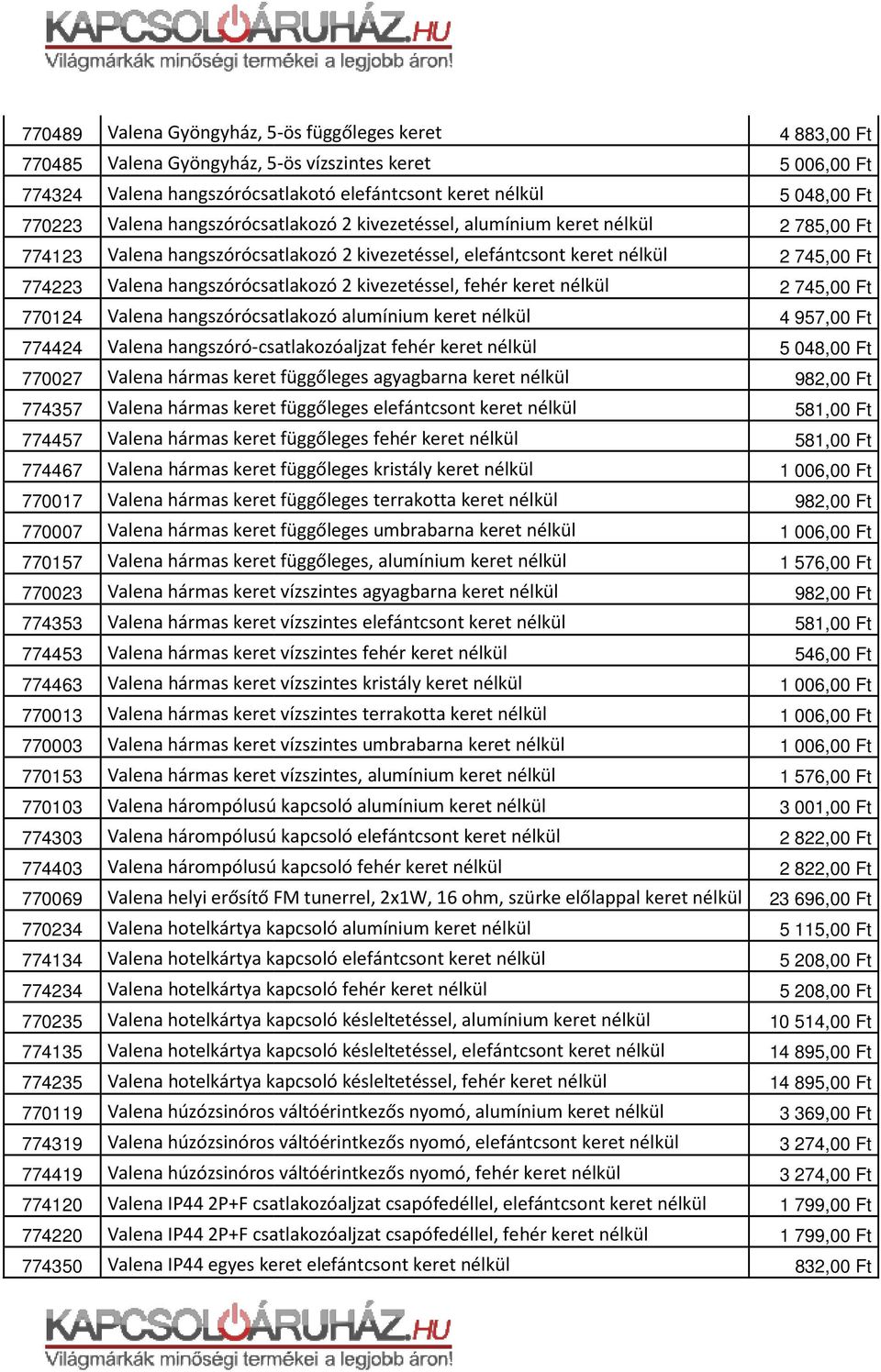 2 kivezetéssel, fehér keret nélkül 2 745,00 Ft 770124 Valena hangszórócsatlakozó alumínium keret nélkül 4 957,00 Ft 774424 Valena hangszóró-csatlakozóaljzat fehér keret nélkül 5 048,00 Ft 770027