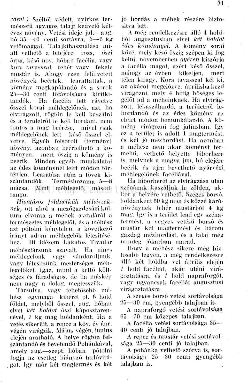 Ahogy ezen felülvetett növények beértek, learattattak, a kömény megkapálandó és a sorok 25.30 centi tőtávolságra kiritkitandók.