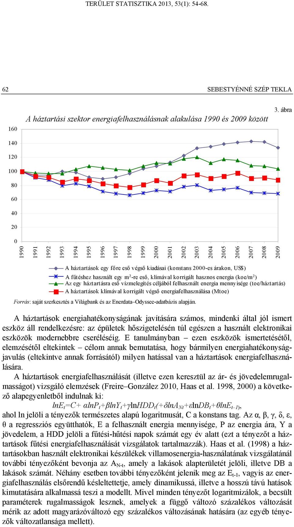 egy m2-re m 2 eső, klímával korrigált hasznos energia (koe/m2) 2 ) Az egy háztartásra eső vízmelegítés céljából felhasznált energia mennyisége (toe/háztartás) A háztartások klímával korrigált végső