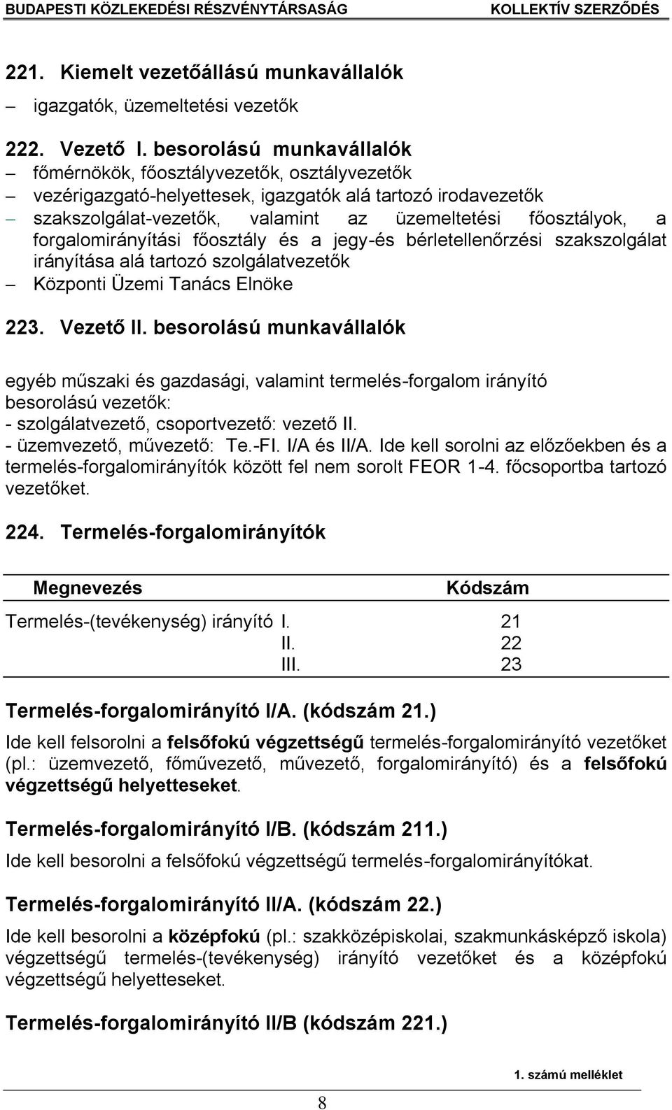 forgalomirányítási főosztály és a jegy-és bérletellenőrzési szakszolgálat irányítása alá tartozó szolgálatvezetők Központi Üzemi Tanács Elnöke 223. Vezető II.