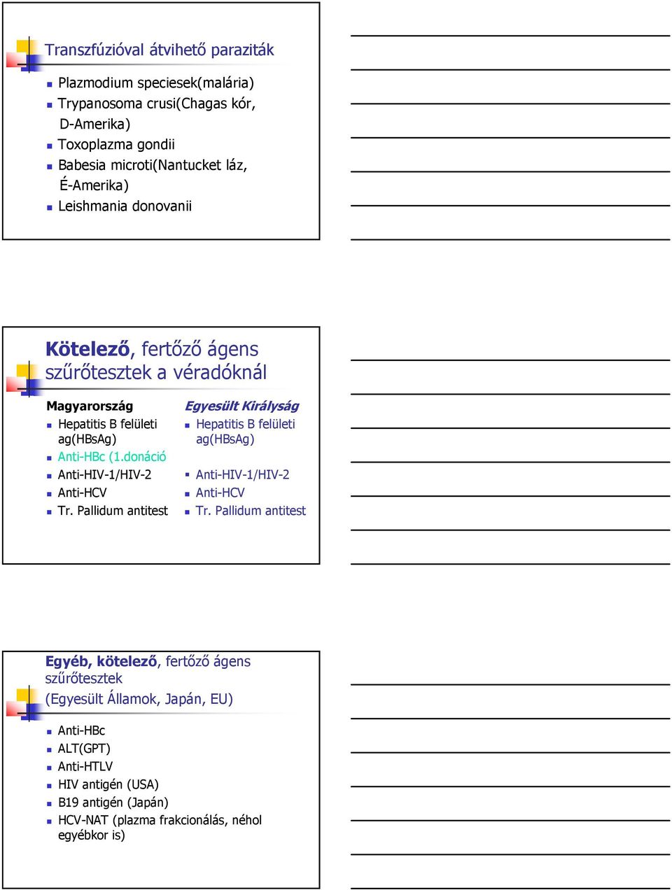 donáció Anti-HIV-1/HIV-2 Anti-HCV Tr. Pallidum antitest Egyesült Királyság Hepatitis B felületi ag(hbsag) Anti-HIV-1/HIV-2 Anti-HCV Tr.