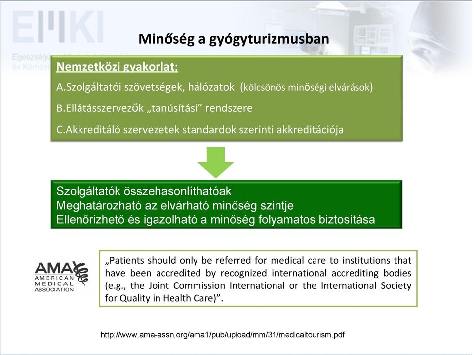 igazolható a minőség folyamatos biztosítása Patients should only be referred for medical care to institutions that have been accredited by recognized