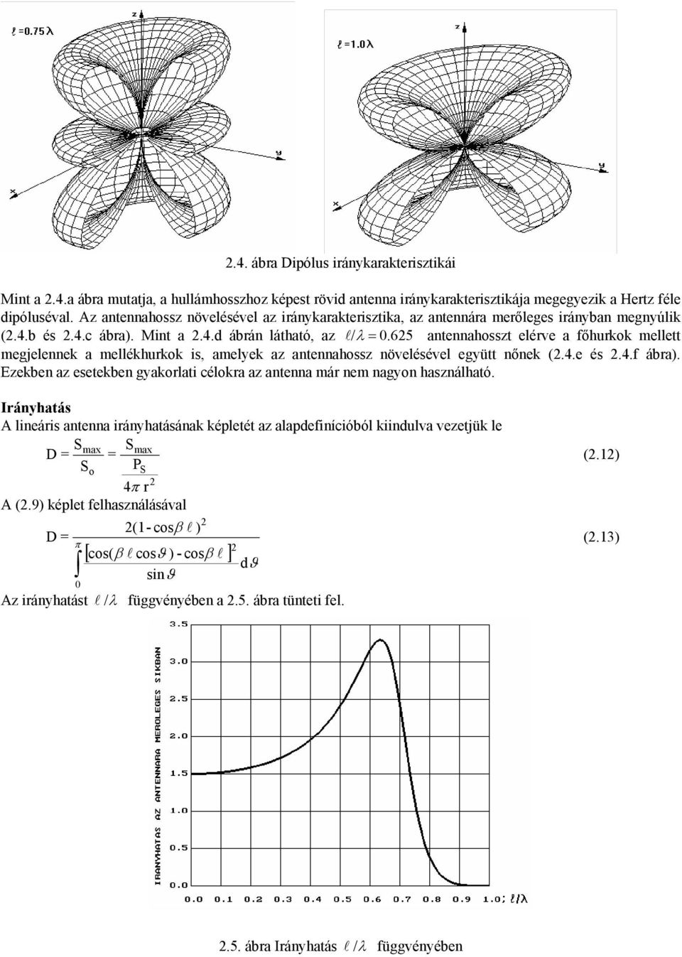 65 antennaosszt eléve a főukok mellett megjelennek a mellékukok is, amelyek az antennaossz növelésével együtt nőnek (.4.e és.4.f ába).