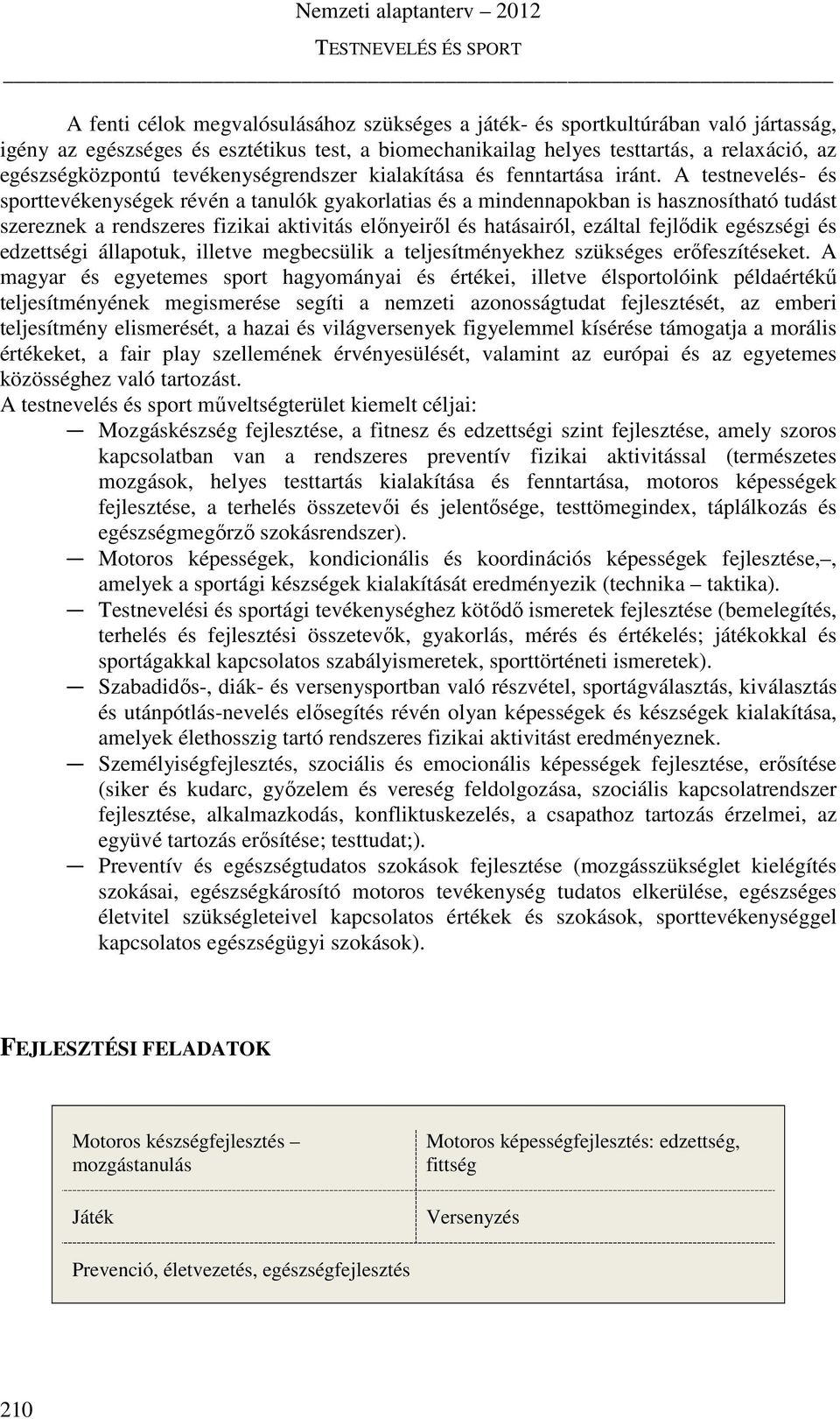 A testnevelés- és sporttevékenységek révén a tanulók gyakorlatias és a mindennapokban is hasznosítható tudást szereznek a rendszeres fizikai aktivitás előnyeiről és hatásairól, ezáltal fejlődik