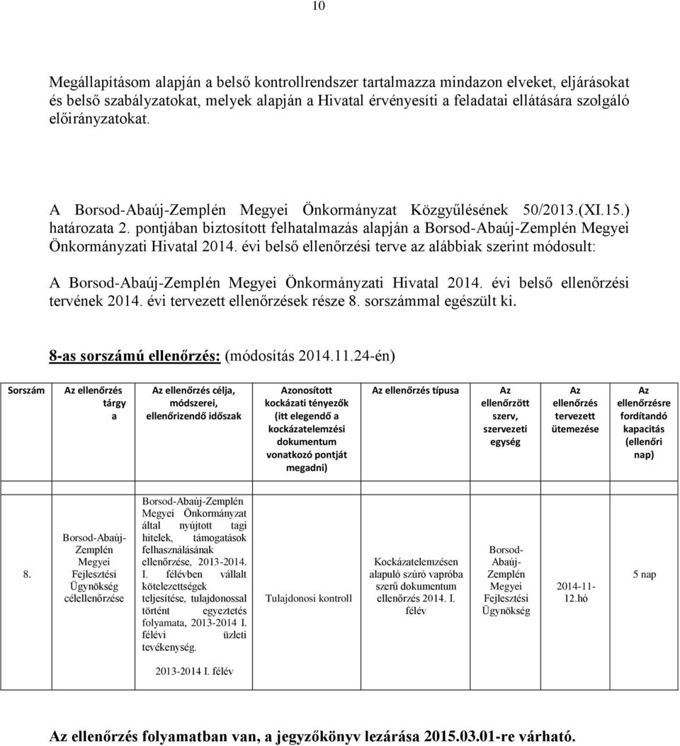 pontjában biztosított felhatalmazás alapján a Borsod-Abaúj-Zemplén Megyei Önkormányzati Hivatal 2014.