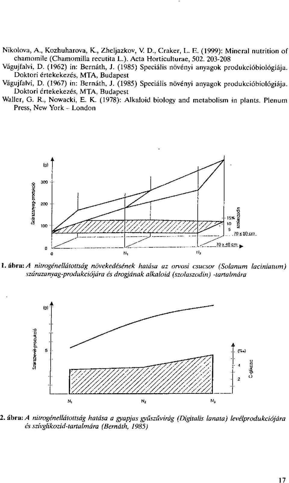 Doktori 6rtekekezds, MTA, Budapest Waller, G. R., Nowacki, E. K. (1978): Alkaloid biology and metabolism in plants. Plenum Press, New York - London (g) og,jlii, 15%....T 40 om I.