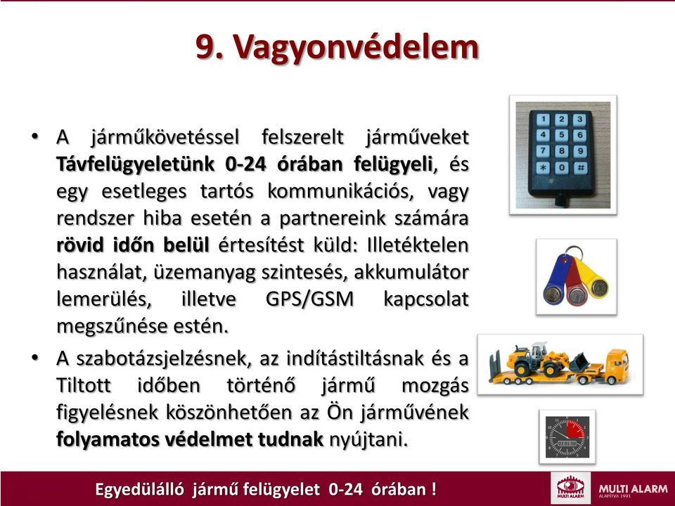 szintesés, akkumulátor lemerülés, illetve GPS/GSM kapcsolat megszűnése estén.