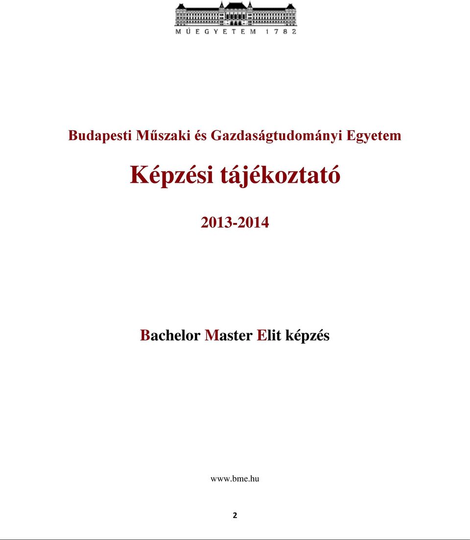 Képzési tájékoztató 2013-2014
