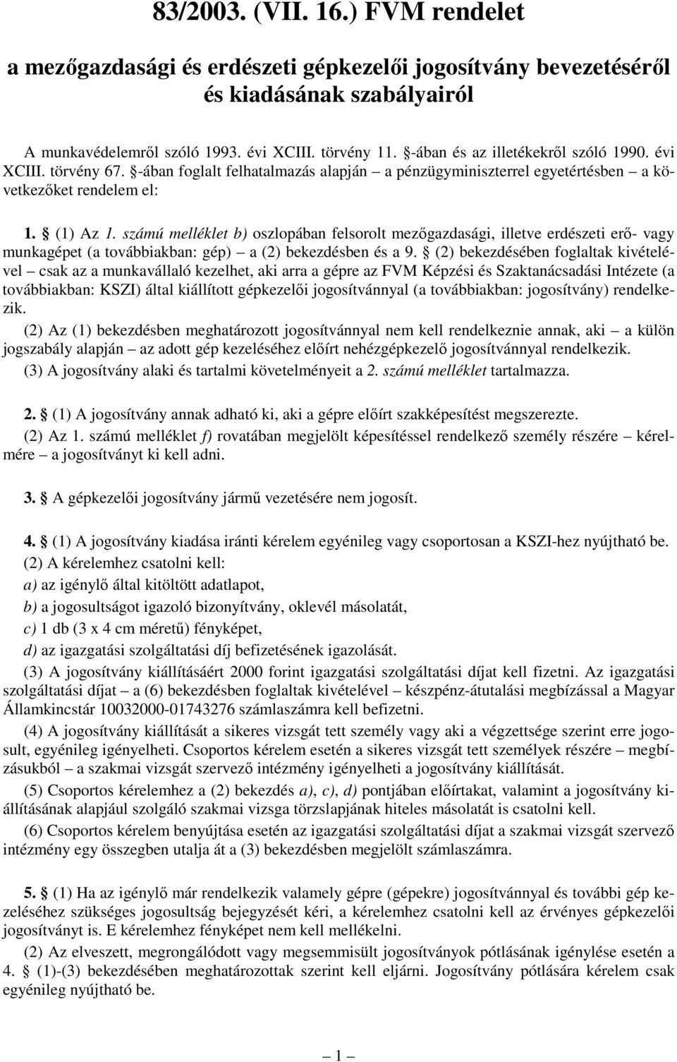 83/2003. (VII. 16.) FVM rendelet - PDF Free Download