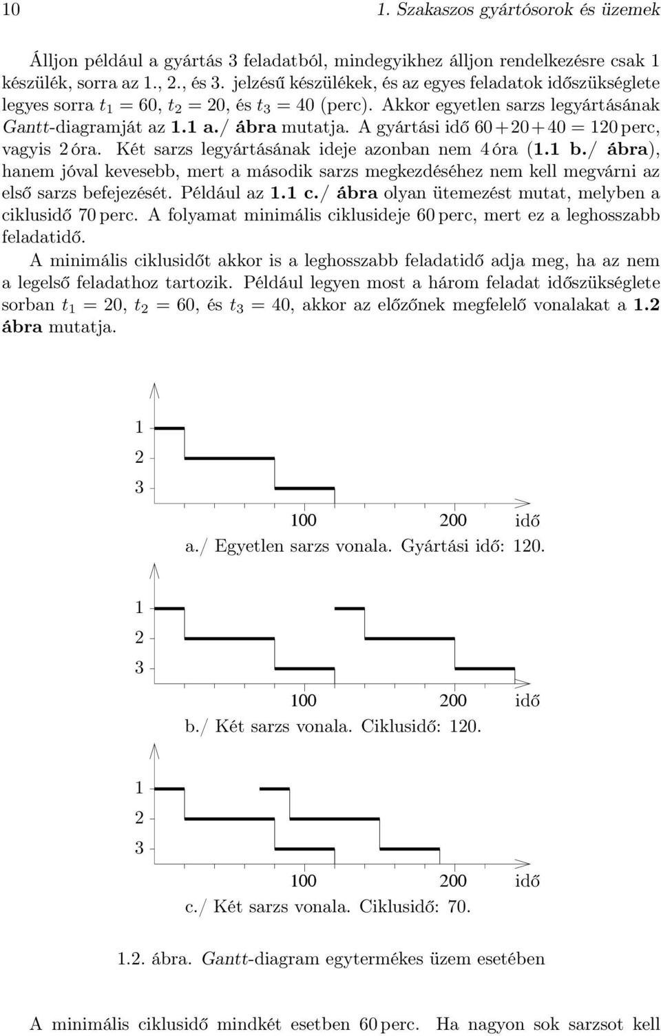 A gyártási idő 60+20+40 = 120 perc, vagyis 2 óra. Két sarzs legyártásának ideje azonban nem 4 óra (1.1 b.
