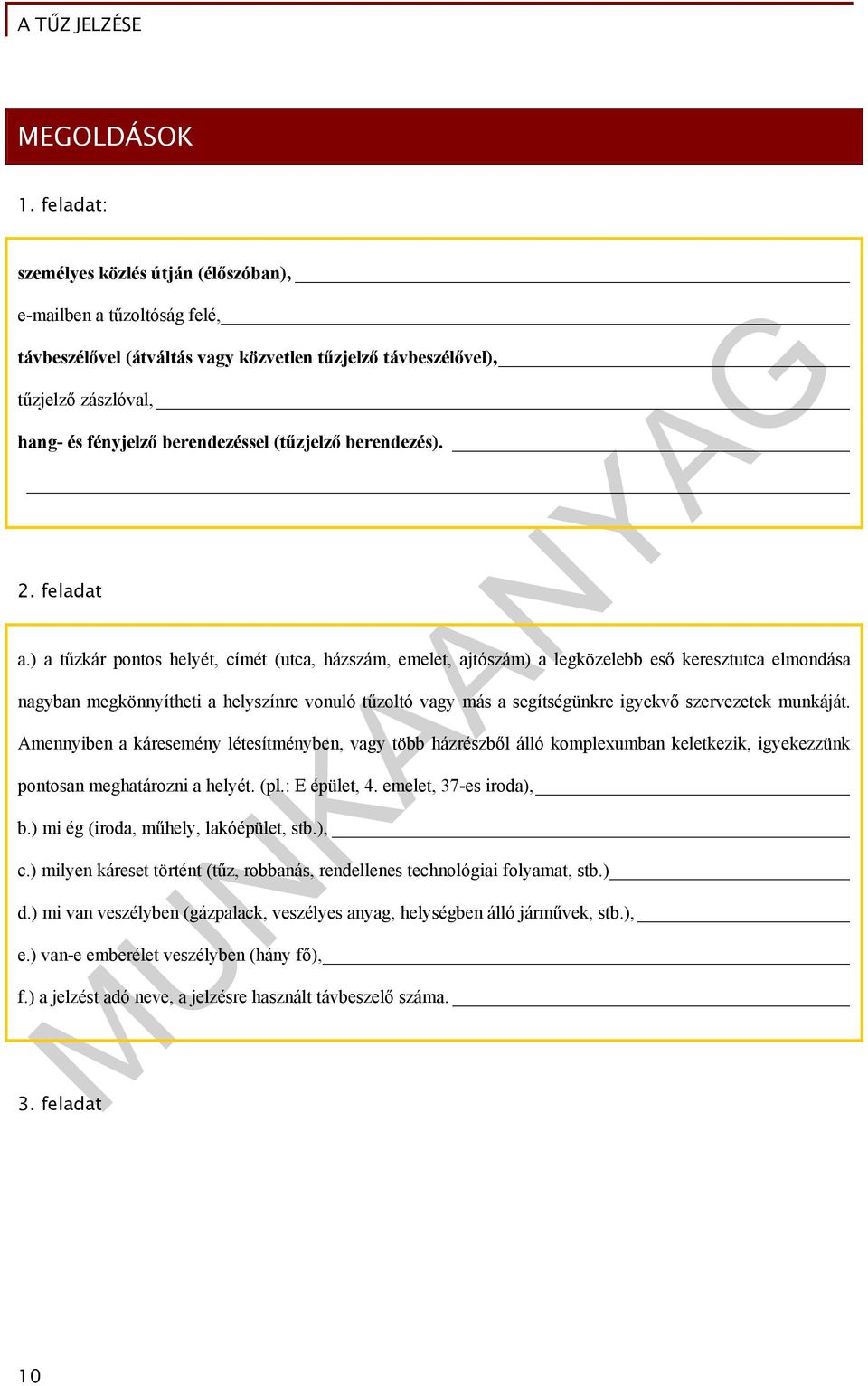 (tűzjelző berendezés). 2. feladat a.