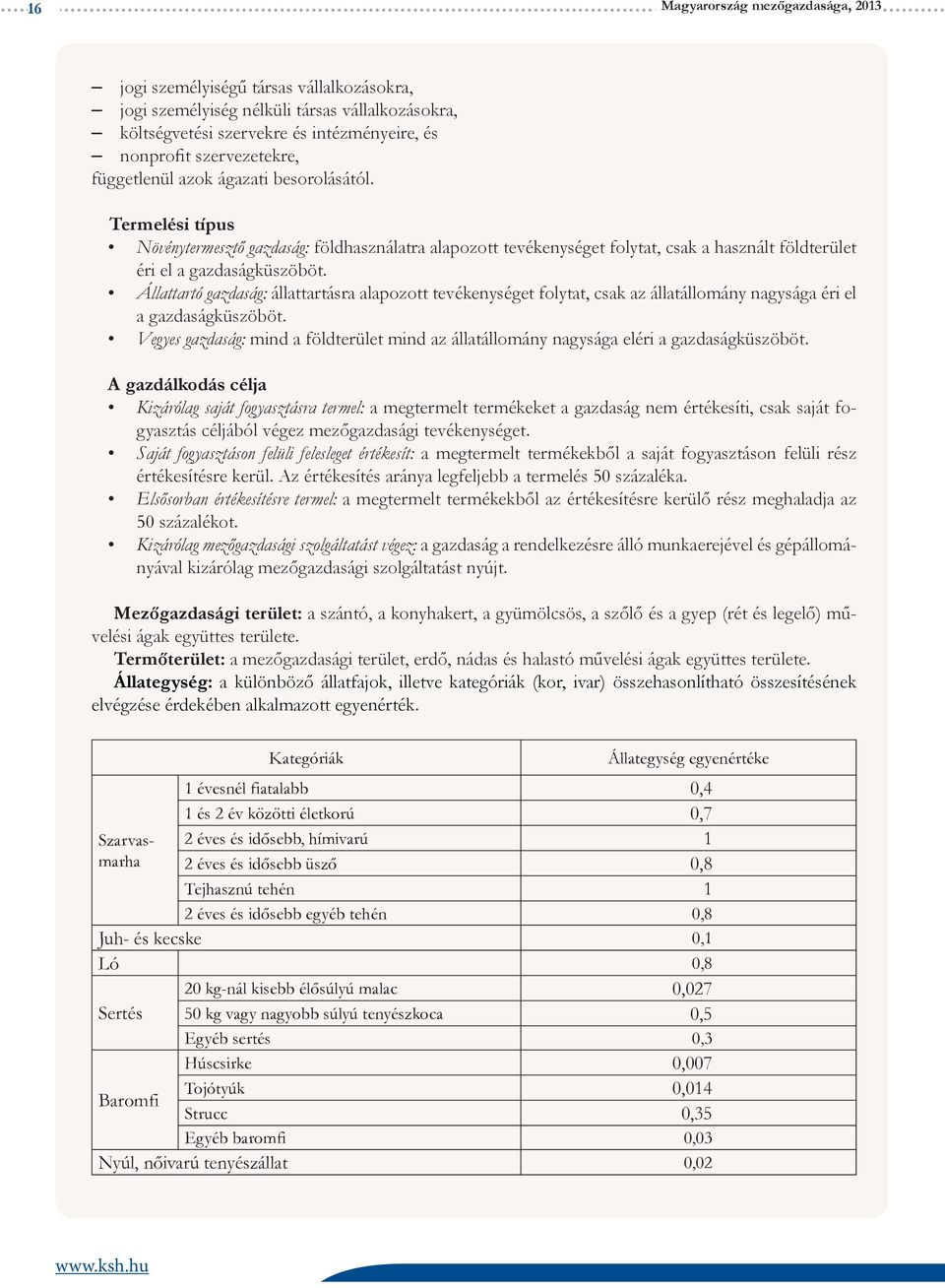 Állattartó gazdaság: állattartásra alapozott tevékenységet folytat, csak az állatállomány nagysága éri el a gazdaságküszöböt.