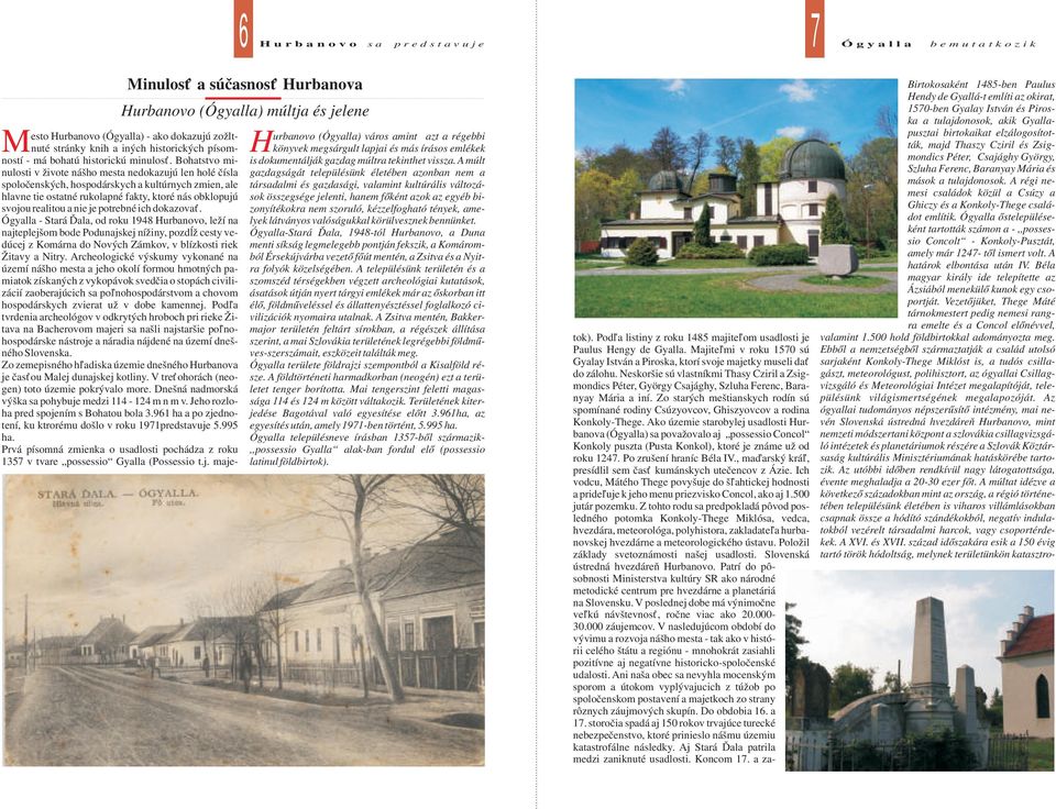je potrebné ich dokazovať. Ógyalla - Stará Ďala, od roku 1948 Hurbanovo, leží na najteplejšom bode Podunajskej nížiny, pozdĺž cesty vedúcej z Komárna do Nových Zámkov, v blízkosti riek Žitavy a Nitry.