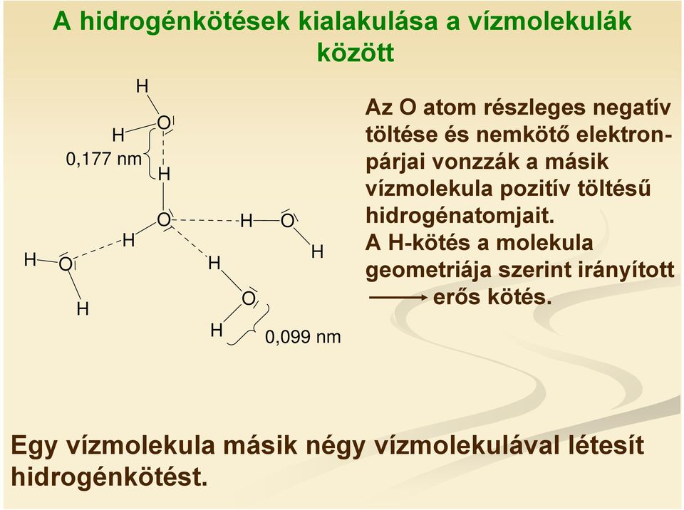 vízmolekula pozitív töltésű hidrogénatomjait.