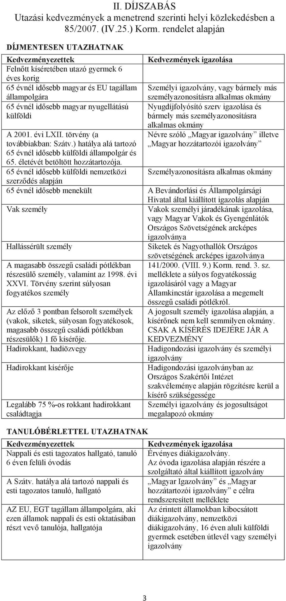 külföldi A 2001. évi LXII. törvény (a továbbiakban: Szátv.) hatálya alá tartozó 65 évnél idősebb külföldi állampolgár és 65. életévét betöltött hozzátartozója.