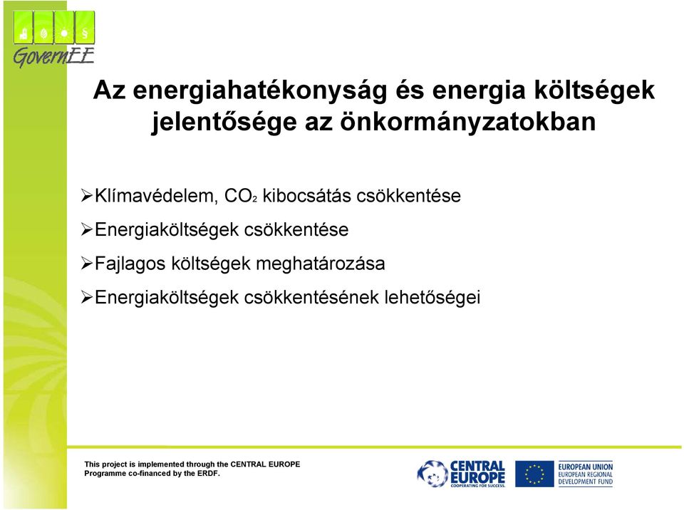 csökkentése Energiaköltségek csökkentése Fajlagos