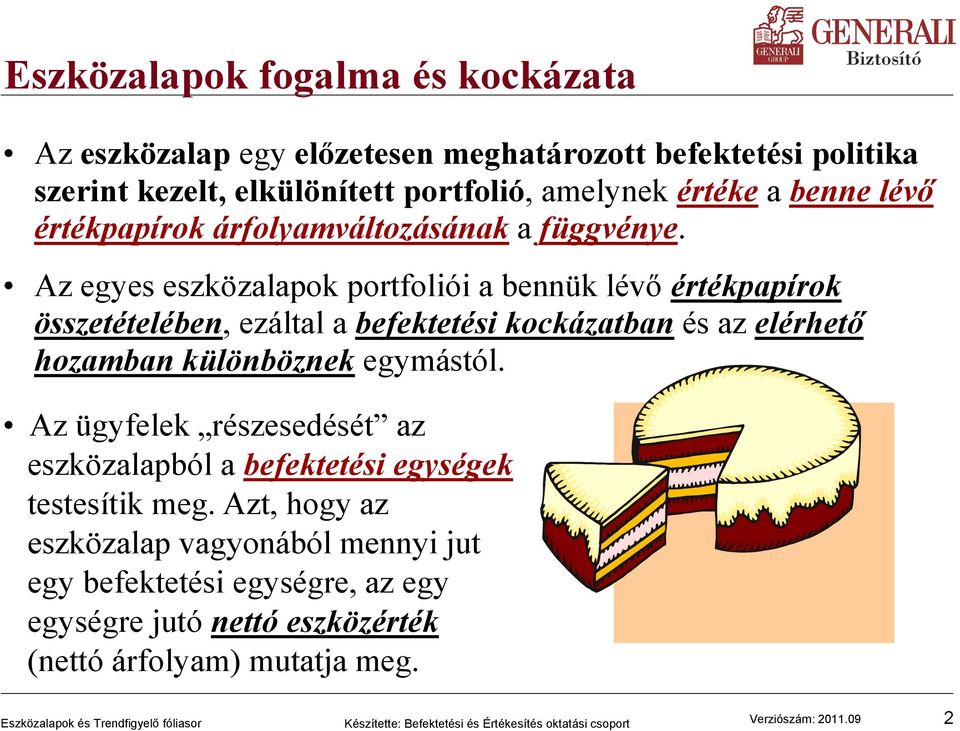 Az egyes eszközalapok portfoliói a bennük lévő értékpapírok összetételében, ezáltal a befektetési kockázatban és az elérhető hozamban különböznek