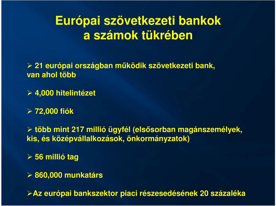 millió ügyfél (elsősorban magánszemélyek, kis, és középvállalkozások,