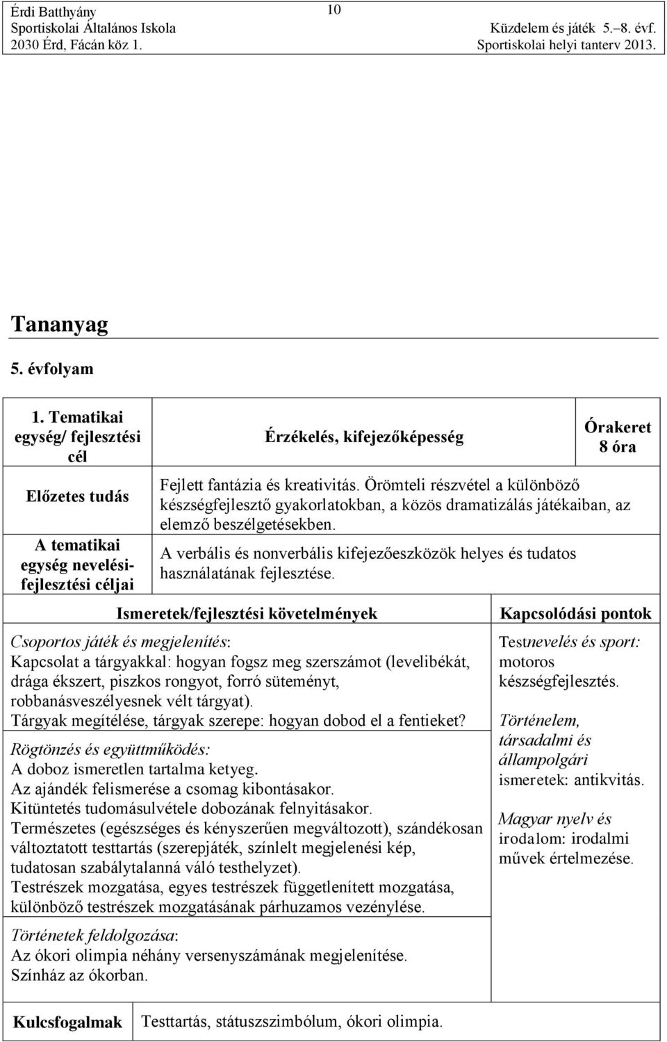 A verbális és nonverbális kifejezőeszközök helyes és tudatos használatának fejlesztése.