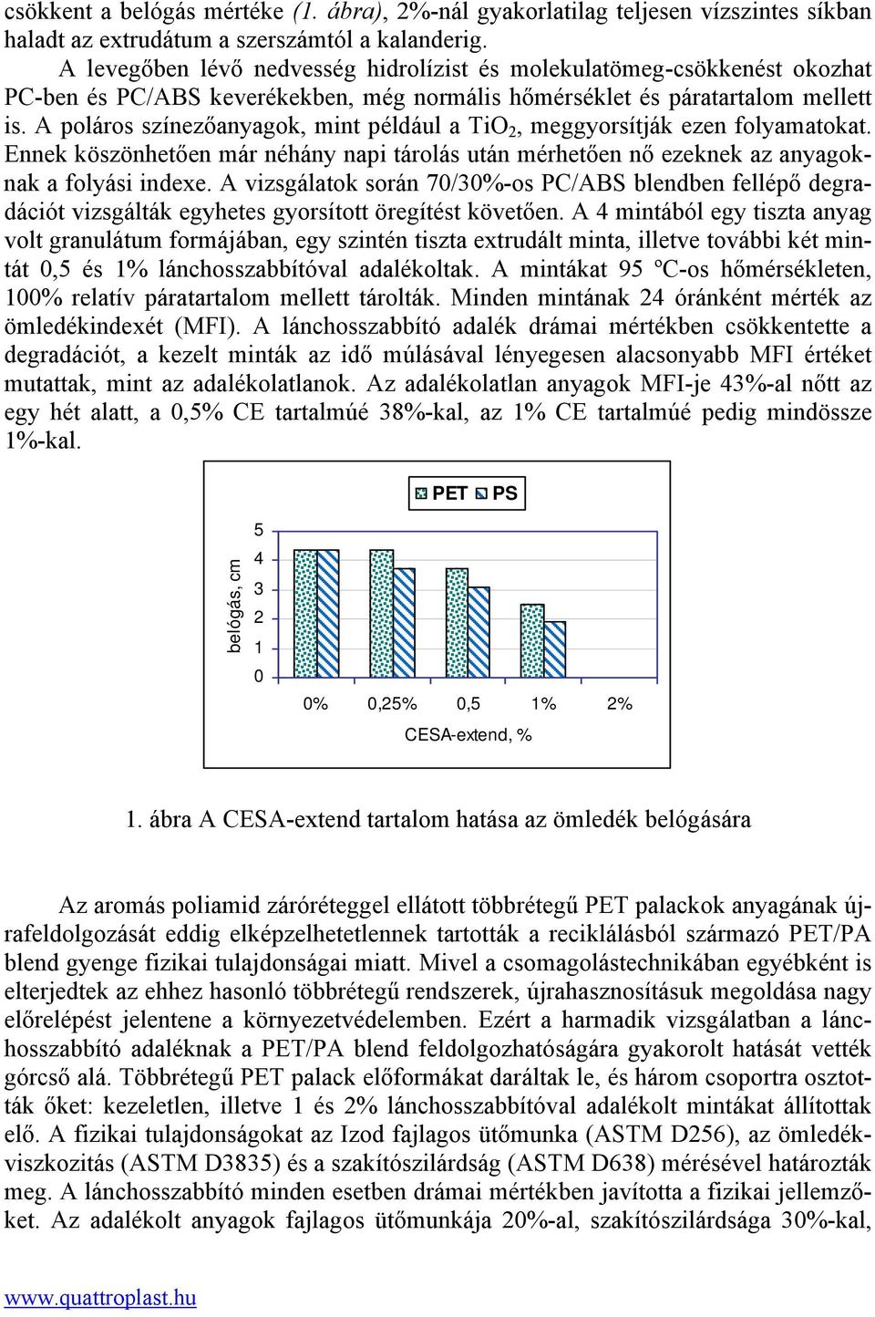 A poláros színezőanyagok, mint például a TiO 2, meggyorsítják ezen folyamatokat. Ennek köszönhetően már néhány napi tárolás után mérhetően nő ezeknek az anyagoknak a folyási indexe.