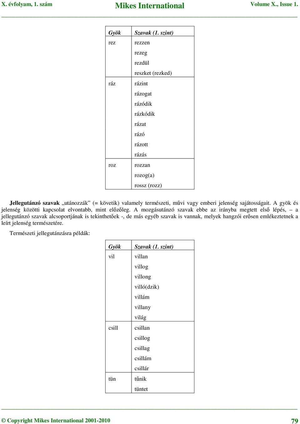 A mozgásutánzó szavak ebbe az irányba megtett első lépés, a jellegutánzó szavak alcsoportjának is tekinthetőek -, de más egyéb szavak is vannak, melyek hangzói erősen