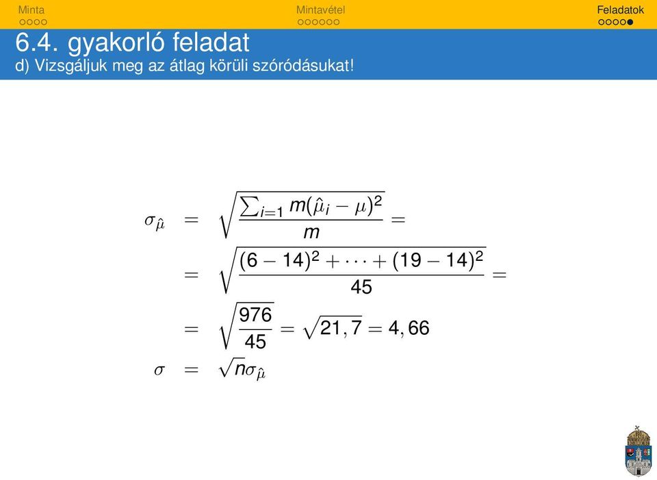 σˆµ = = = σ = nσˆµ i=1 m(ˆµ i µ) 2 = m