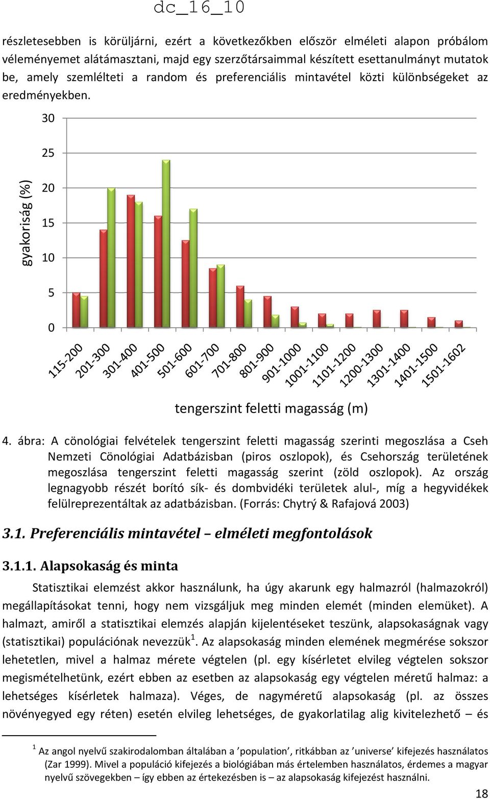 30 gyakoriság (%) 25 20 15 10 5 0 tengerszint feletti magasság (m) lógiai felvételek tengerszint feletti magasság szerinti megoszlása a Cseh 4.